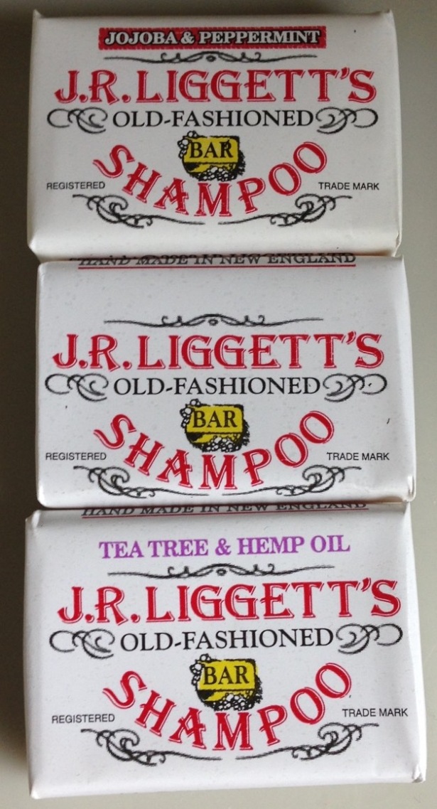 Travel toiletries shampoo bar J.R. Liggett's first three types