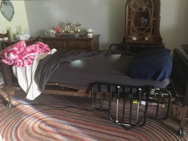 Hospital bed in dining room