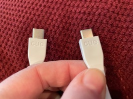 Close up of USB C compatible cord ends